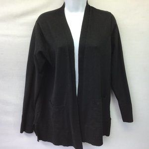 89th & Madison Women's Sweater Gray Open Front Long Sleeve Pockets Ribbed Size M